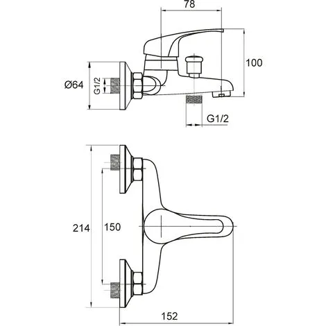EUROSANIT Mitigeur De Bain-douche Siesta Chromé 2 EUROSANIT Mitigeur De Bain-douche Siesta Chromé – Image 2