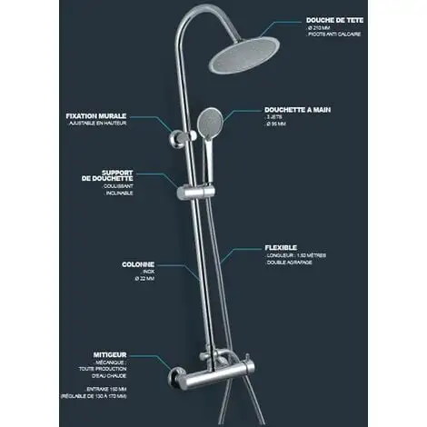 Colonne De Douche Mitigeur Mécanique / Kara By Eurosanit 2 Colonne De Douche Mitigeur Mécanique / Kara By Eurosanit – Image 2