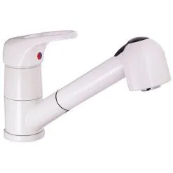 EUROSANIT Mitigeur D'évier Bas à Douchette Alternance Blanc