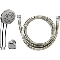 EUROSANIT Duo : Douchette 1 Jet Chromée Siesta + Flexible Inox Da Long.1.50m + Support Abs