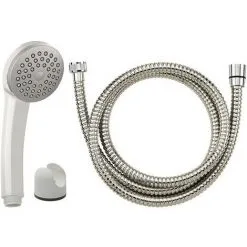 EUROSANIT Duo : Douchette 1 Jet Blanche Siesta + Flexible Inox Da Long.1.50m + Support Abs