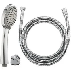 EUROSANIT Duo : Douchette 3 Jets éco.d'eau Chr. Barca + Flexible Inox Da Chr. Extens. 1.50/1.75m + Sup.abs