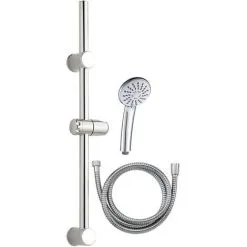 EUROSANIT Trio : Douchette 3 Jets Chr. Oasis + Flex. Inox Da Chromé Long.1.50m + Barre Rénov