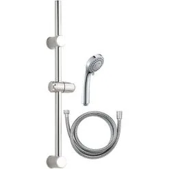 EUROSANIT Trio : Douchette NF 3 Jets Chr. Kea + Flex. NF Inox Da Chromé Long.1.50m + Barre Rénov