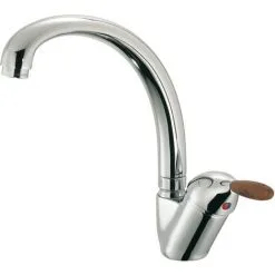 EUROSANIT Mitigeur D'évier à Bec Haut Kitchenett Poignée Bois