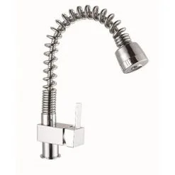 EUROSANIT Mitigeur D'évier Aniela Chromé. Bec Ressort Avec Douchette Extractible.